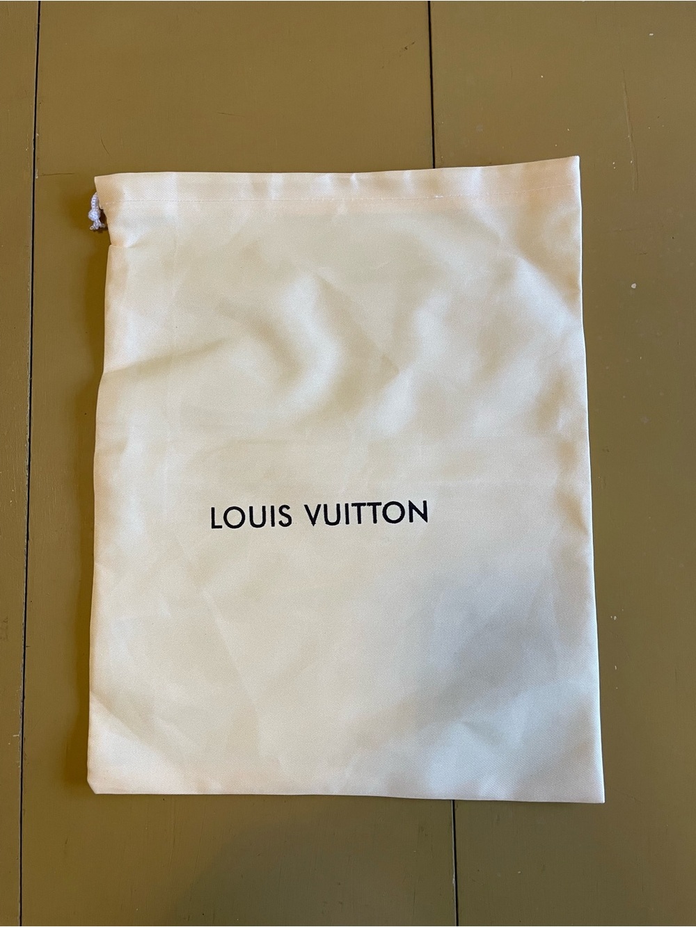 Woven Cream Dustbag Brown Logo Drawstring 10” x 13”